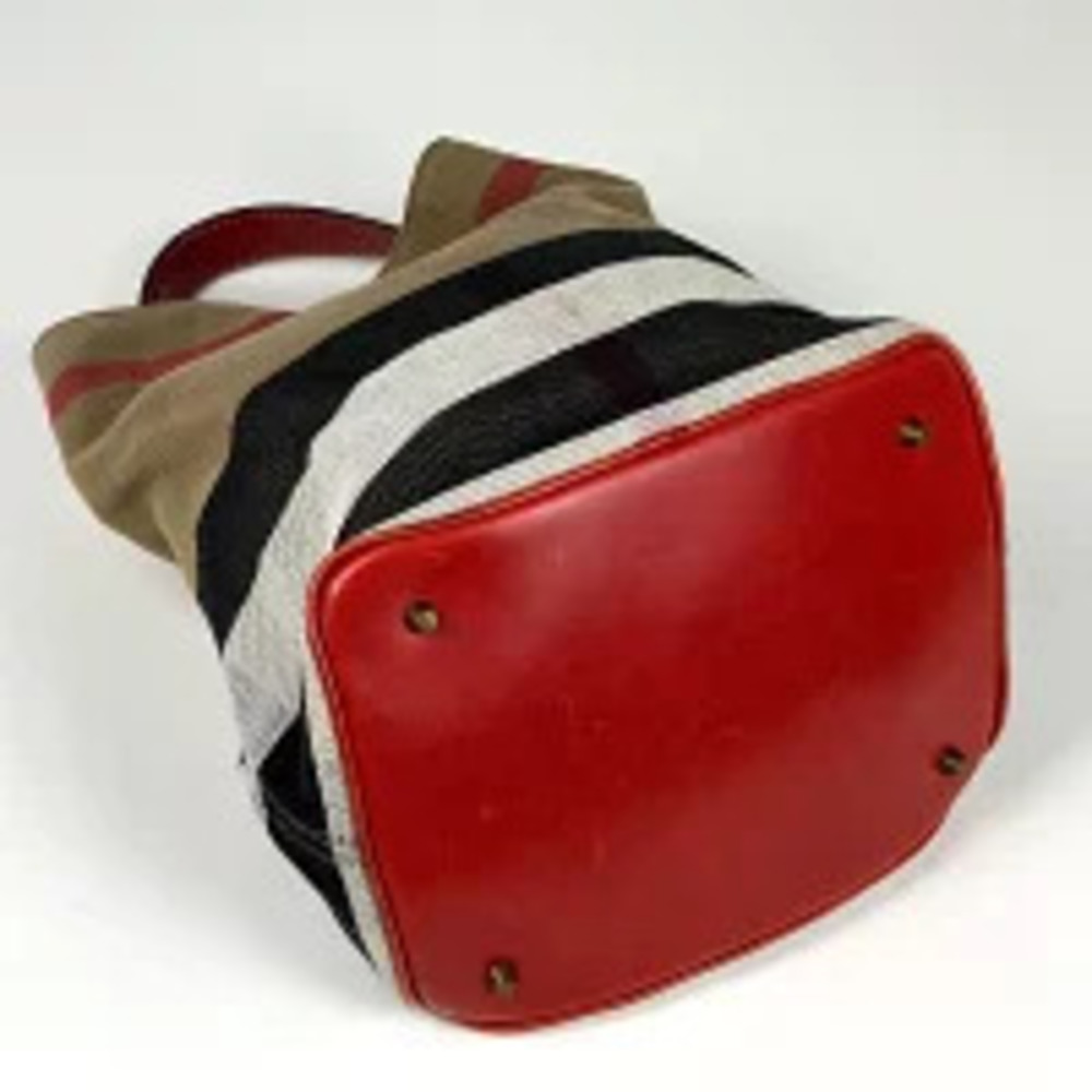 Burberry Red Check Shoulder Brown Bag Canvas Multicolor 2way